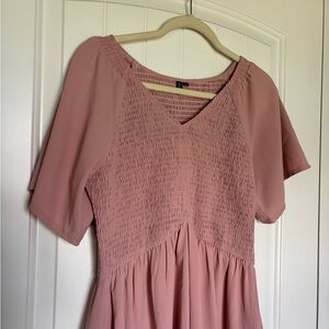 Elegant Pink Smocked Dress